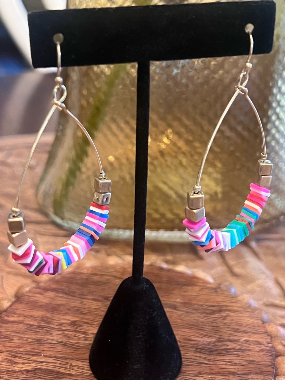New Colorful Beaded Hoop Earrings - Multicolor